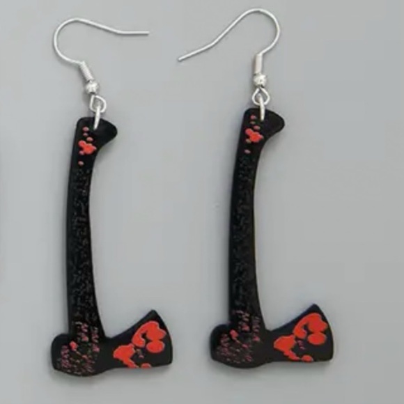 Earrings, Bloody Axe #6, NIP, Horror, Perfect Horror Movie Night Accessory - Picture 6 of 7